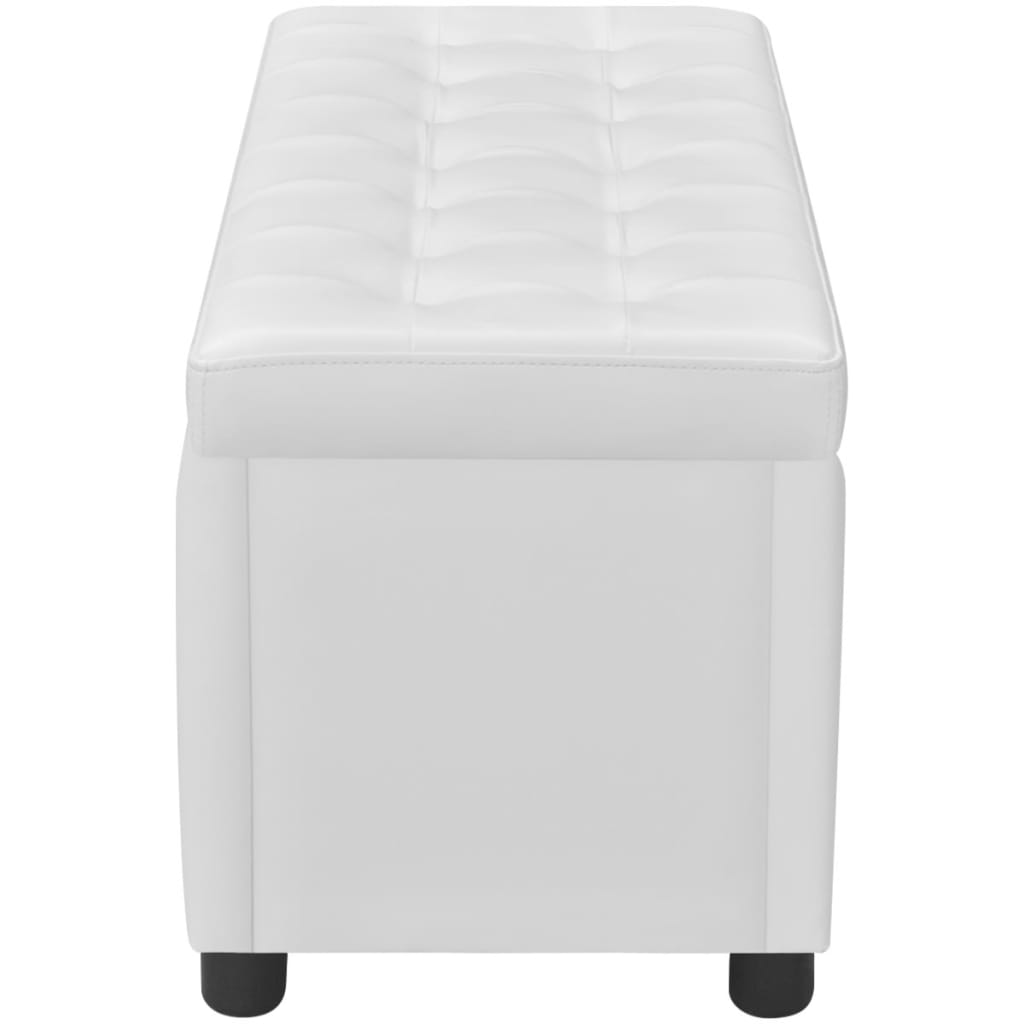 Pouf de rangement Cuir synthétique Blanc Bancs coffres vidaXL   