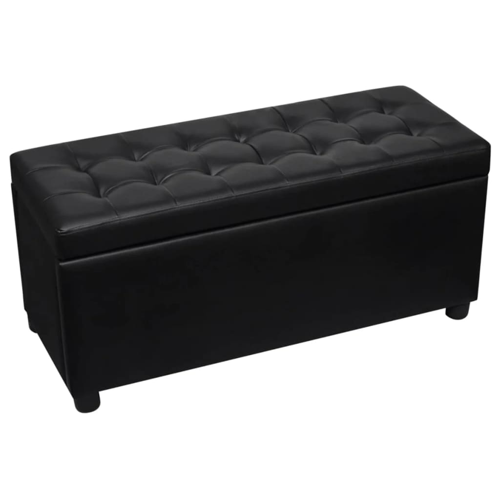 Pouf de rangement Cuir synthétique Noir Bancs coffres vidaXL   