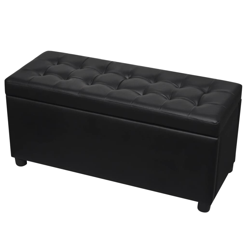 Pouf de rangement Cuir synthétique Noir Bancs coffres vidaXL   