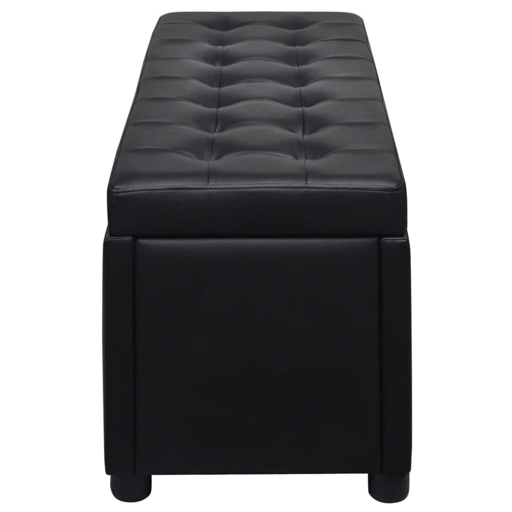 Pouf de rangement Cuir synthétique Noir Bancs coffres vidaXL   