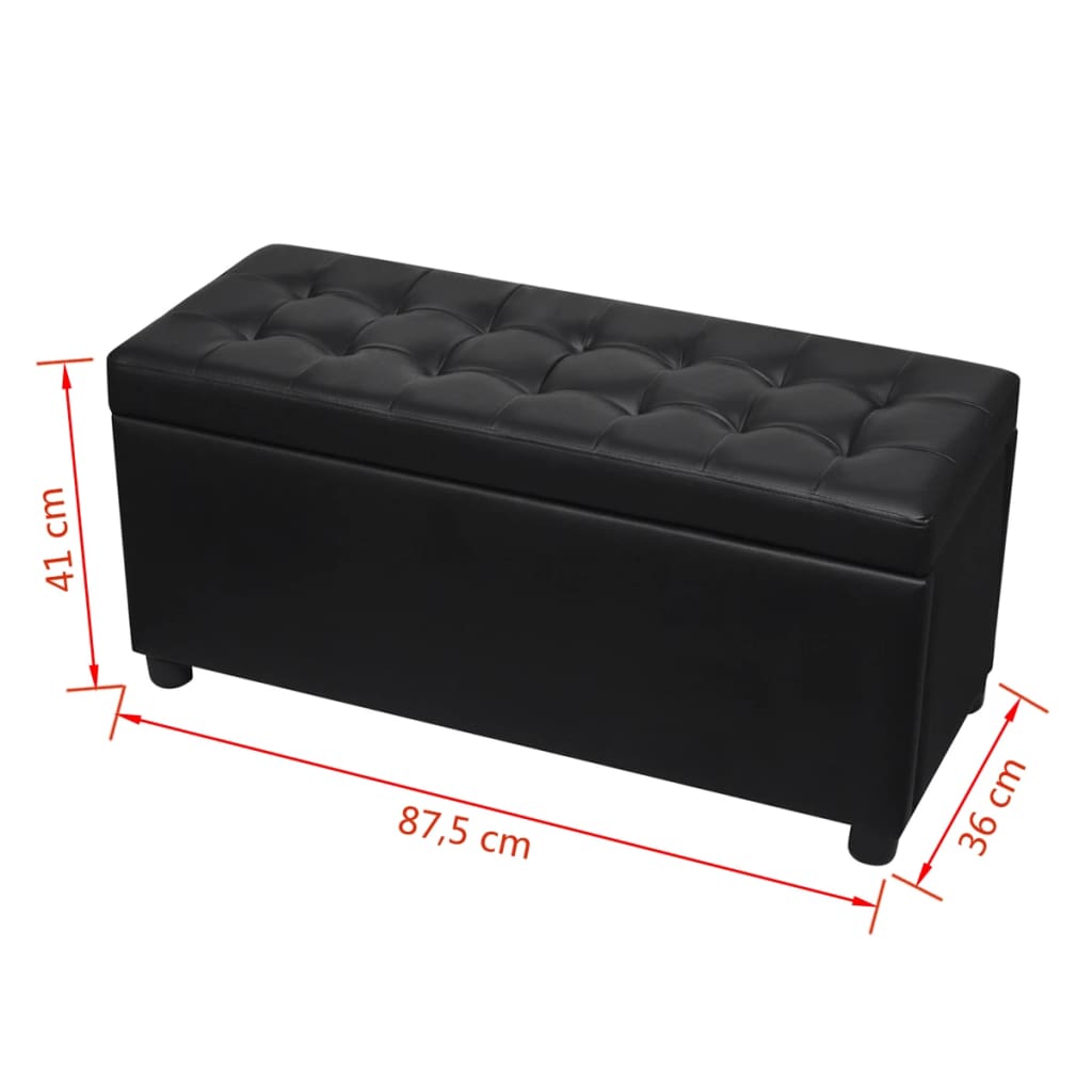 Pouf de rangement Cuir synthétique Noir Bancs coffres vidaXL   