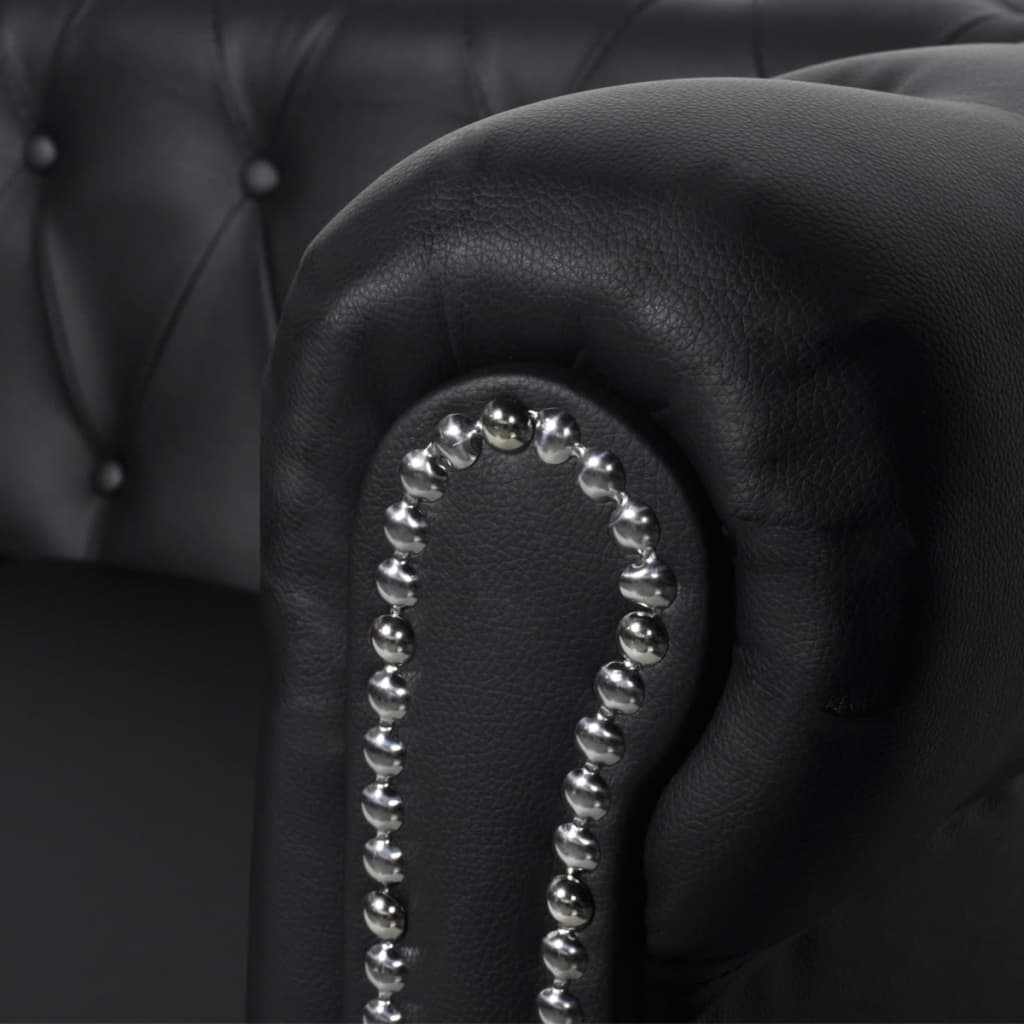 Canapé Chesterfield à 2 places cuir synthétique noir Canapés vidaXL   