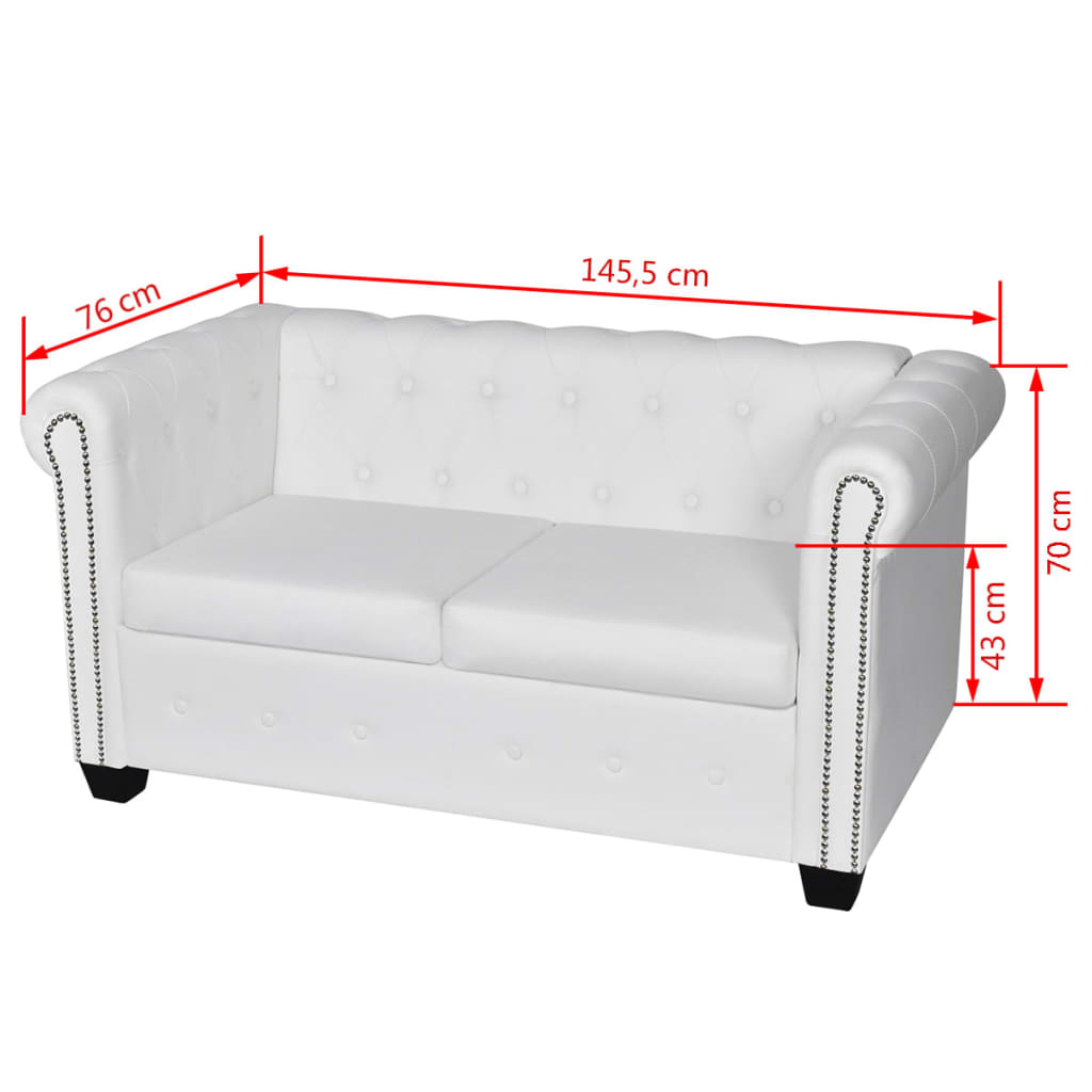 Canapé Chesterfield à 2 places cuir synthétique blanc Canapés vidaXL   