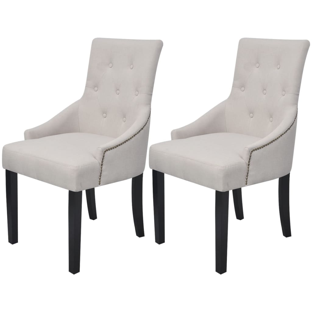 Chaises à manger lot de 2 gris crème tissu Chaises de cuisine vidaXL   