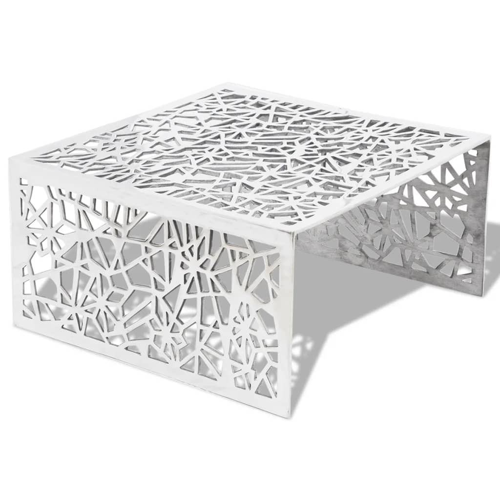 Table basse argentée Design géométrique Aluminium Tables basses vidaXL   