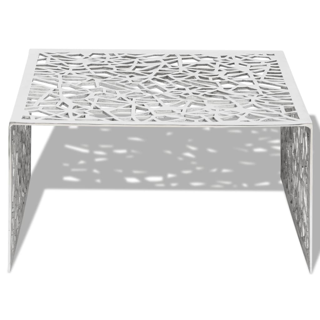 Table basse argentée Design géométrique Aluminium Tables basses vidaXL   