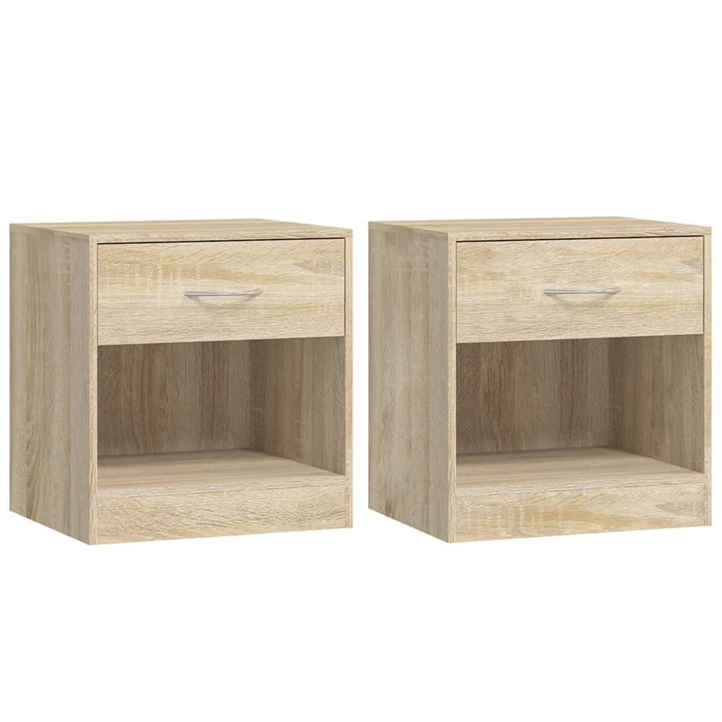 Table de chevet 2 pcs avec tiroir Couleur de chêne Tables de chevet vidaXL   