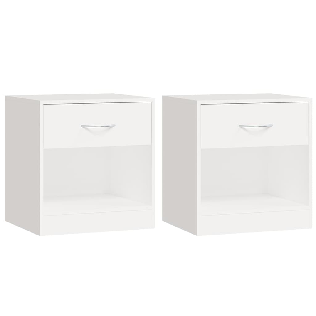 Table de chevet 2 pcs avec tiroir Blanc Tables de chevet vidaXL   