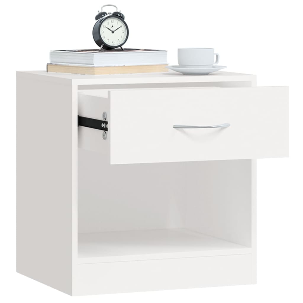 Table de chevet 2 pcs avec tiroir Blanc Tables de chevet vidaXL   