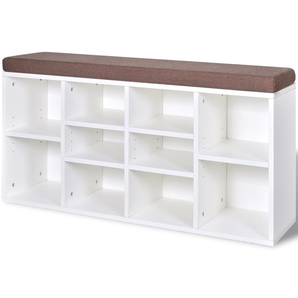 Banc de rangement à chaussures 10 compartiments Blanc Bancs coffres vidaXL   