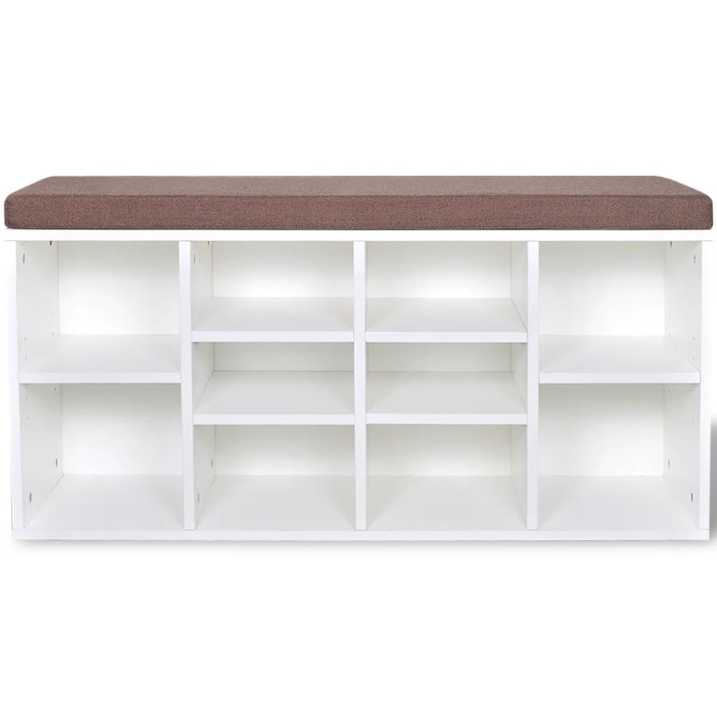 Banc de rangement à chaussures 10 compartiments Blanc Bancs coffres vidaXL   