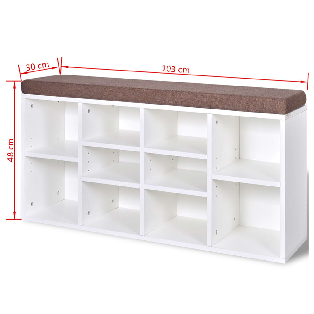 Banc de rangement à chaussures 10 compartiments Blanc Bancs coffres vidaXL   