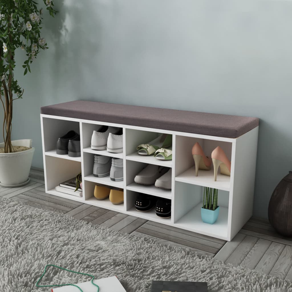 Banc de rangement à chaussures 10 compartiments Blanc Bancs coffres vidaXL   