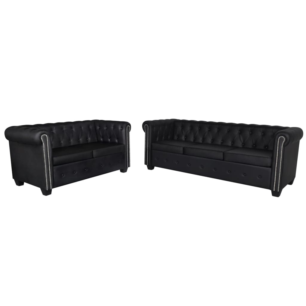 Canapé Chesterfield à 2 places et à 3 places noir Canapés vidaXL   