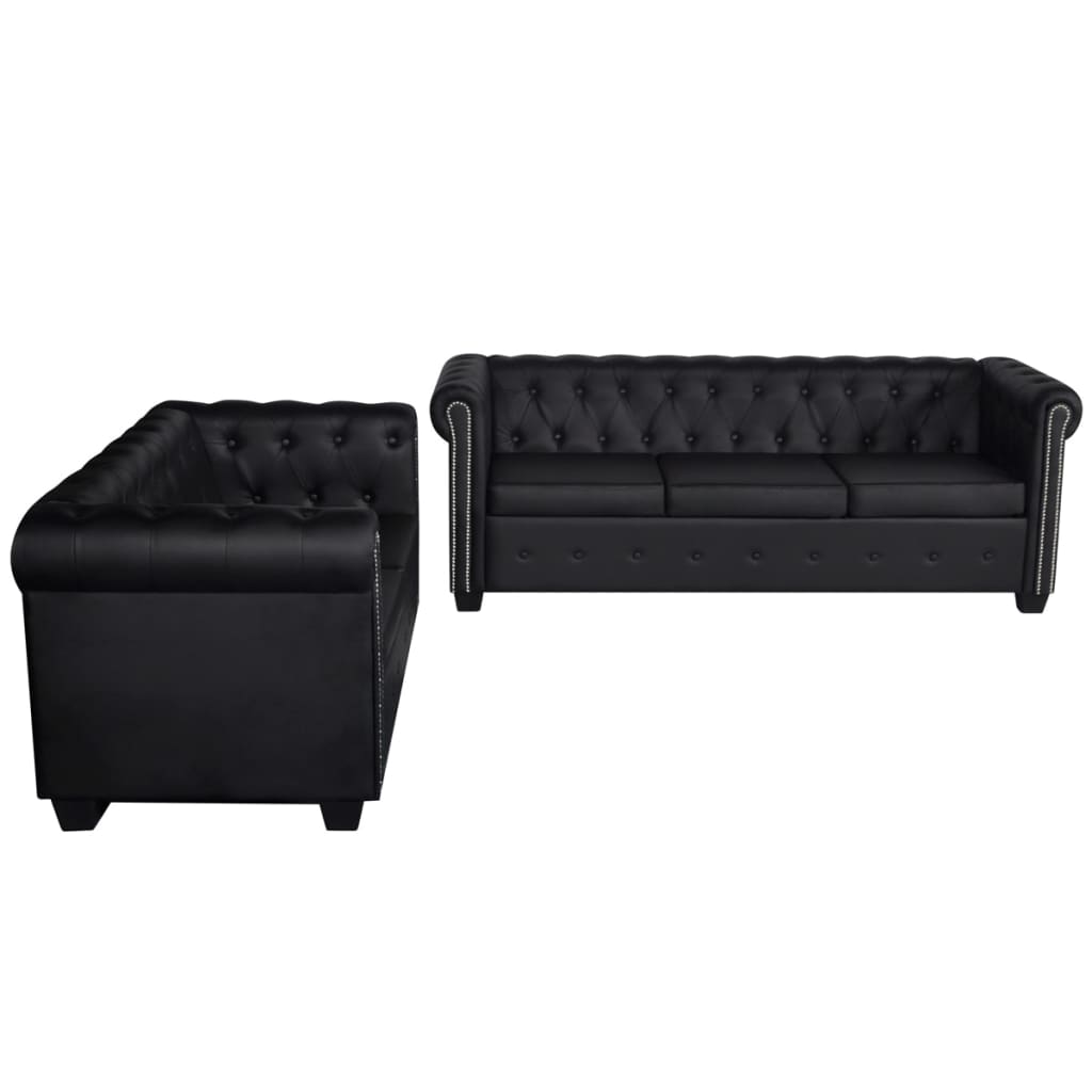 Canapé Chesterfield à 2 places et à 3 places noir Canapés vidaXL   