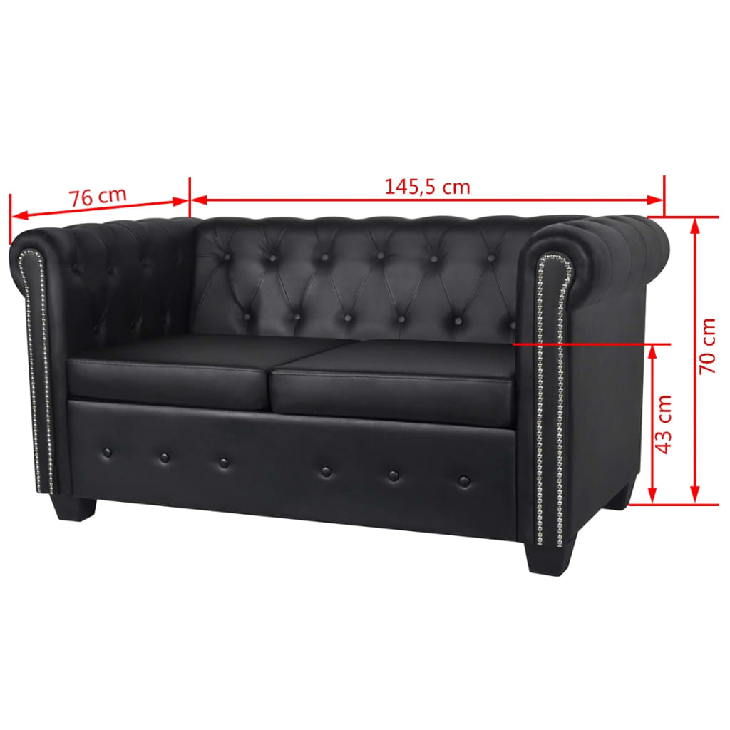 Canapé Chesterfield à 2 places et à 3 places noir Canapés vidaXL   