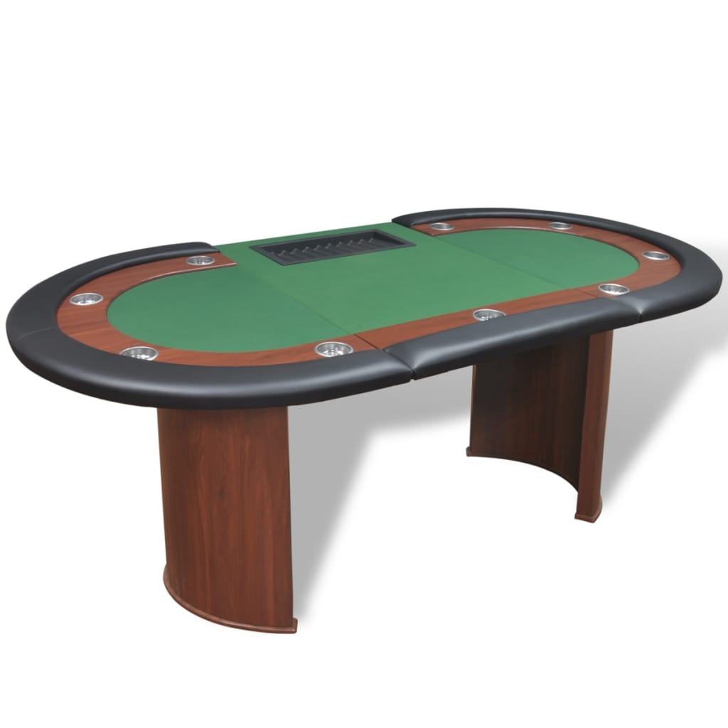 Table de poker pour 10 joueurs avec espace de croupier Vert Tables de poker & de jeux vidaXL   