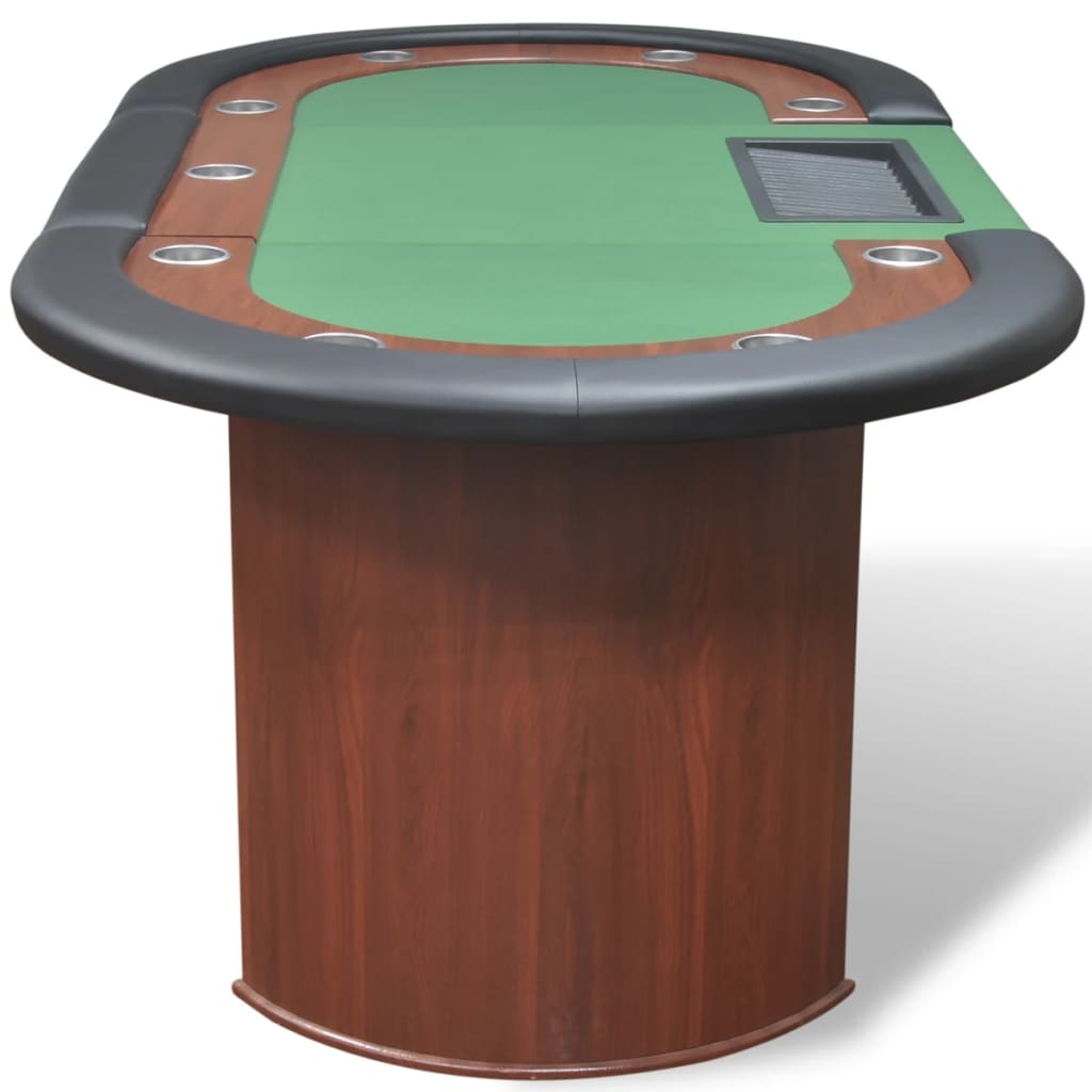 Table de poker pour 10 joueurs avec espace de croupier Vert Tables de poker & de jeux vidaXL   