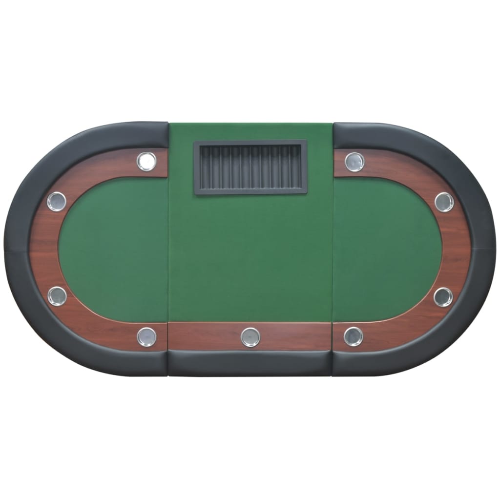 Table de poker pour 10 joueurs avec espace de croupier Vert Tables de poker & de jeux vidaXL   