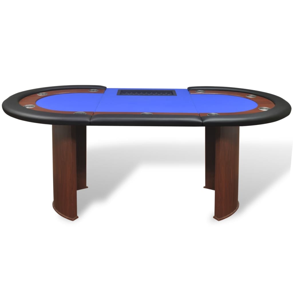 Table de poker pour 10 joueurs avec espace de croupier Bleu Tables de poker & de jeux vidaXL   