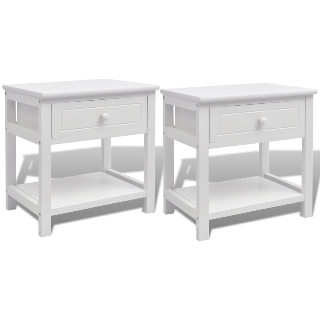 Table de chevet 2 pcs Bois Blanc Tables de chevet vidaXL   