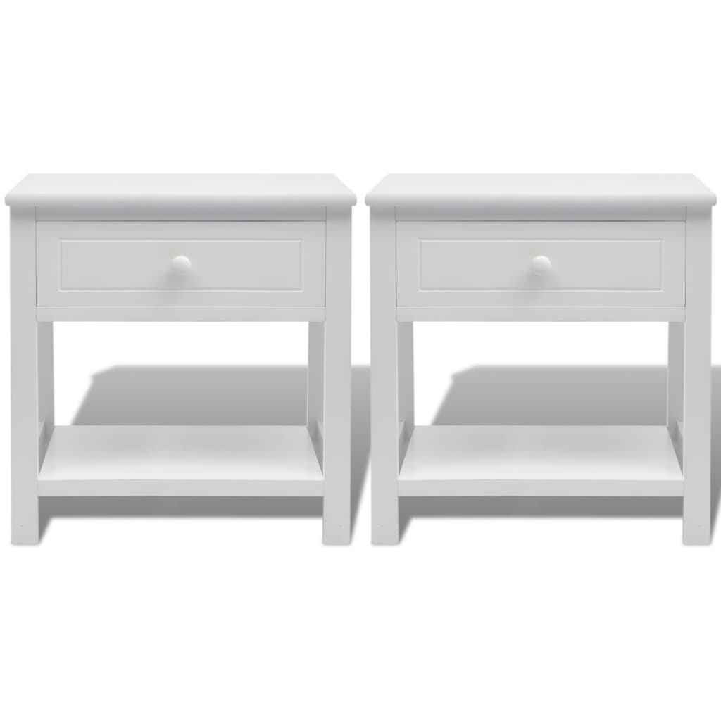 Table de chevet 2 pcs Bois Blanc Tables de chevet vidaXL   