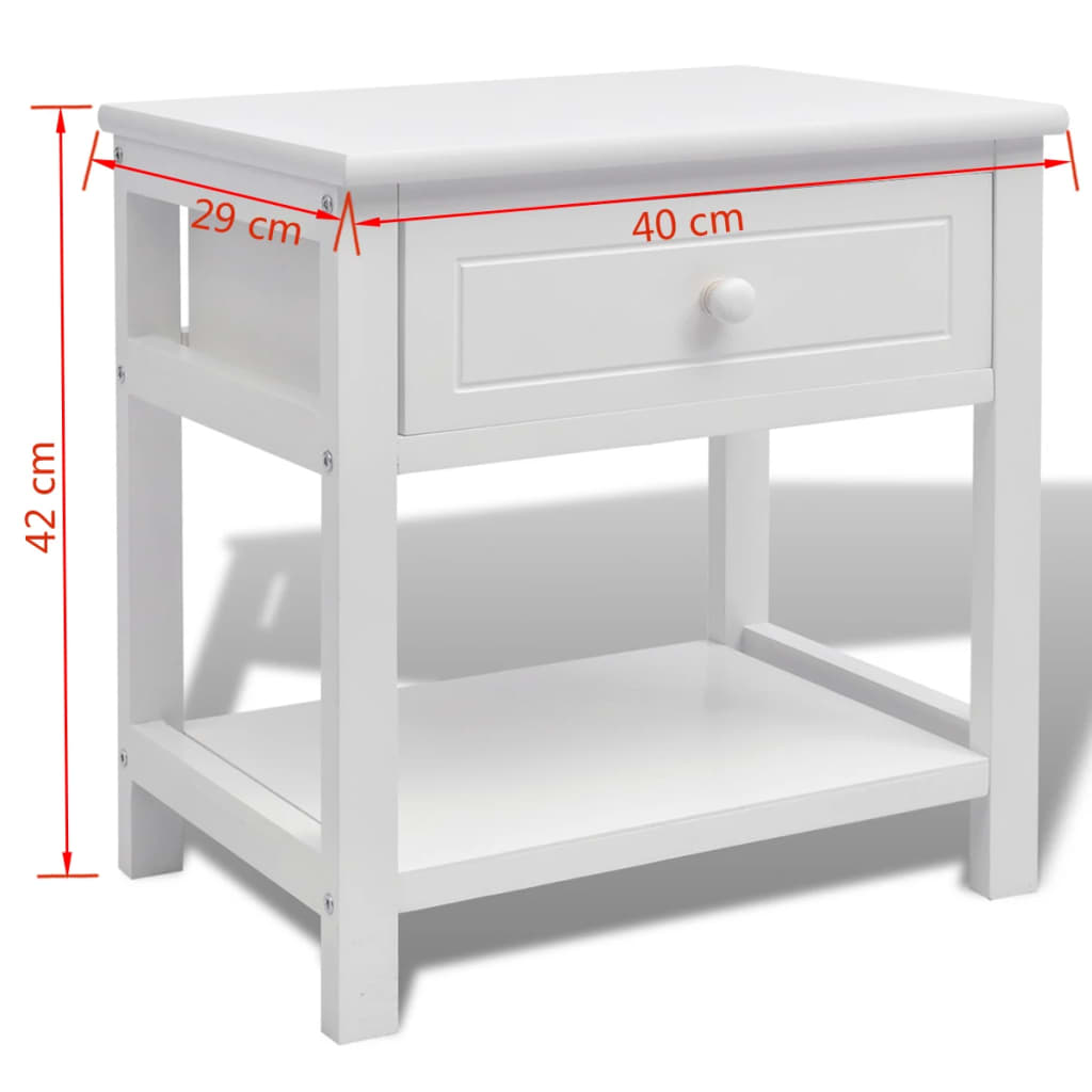 Table de chevet 2 pcs Bois Blanc Tables de chevet vidaXL   