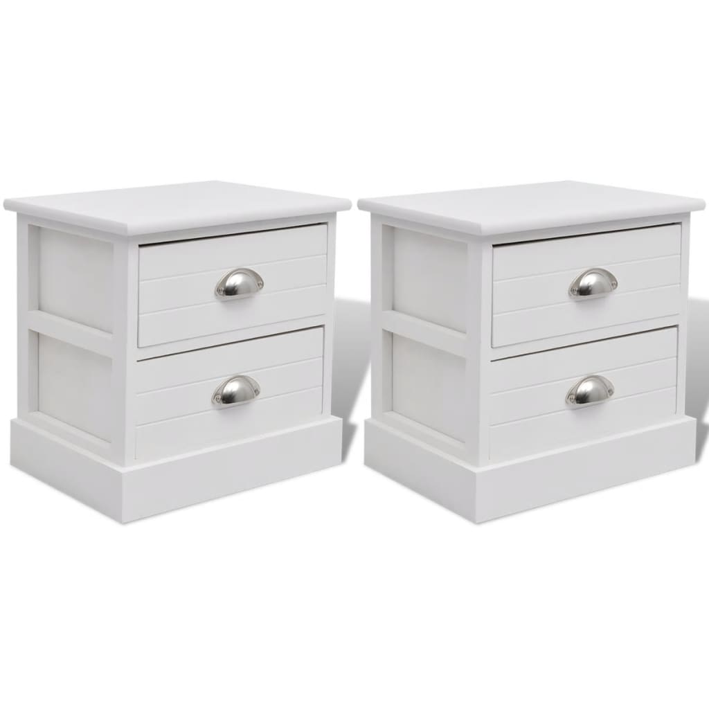 Table de chevet 2 pcs Blanc Tables de chevet vidaXL   