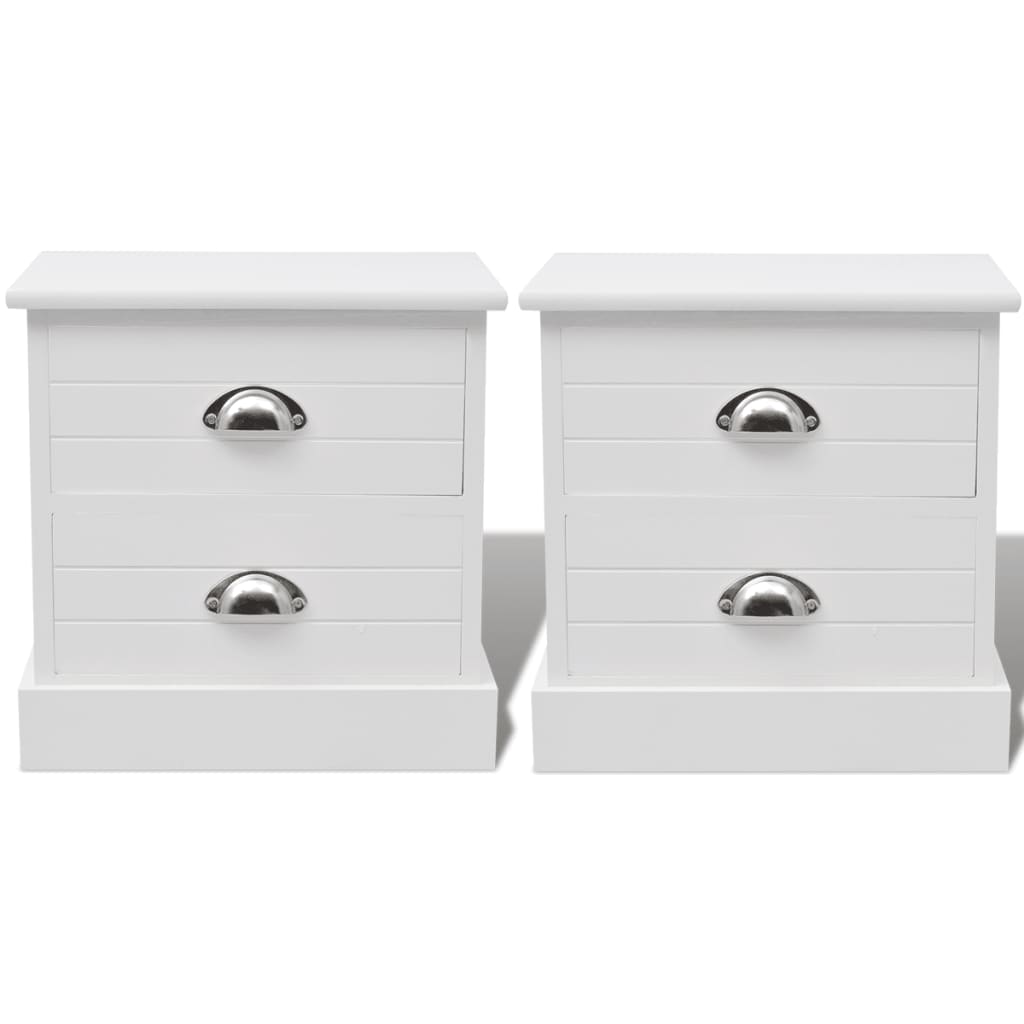 Table de chevet 2 pcs Blanc Tables de chevet vidaXL   