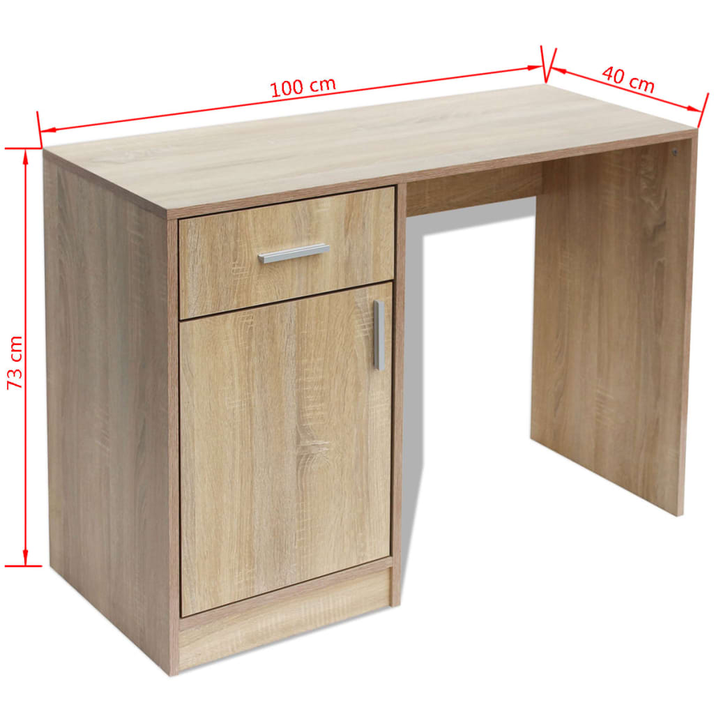 Bureau avec tiroir et placard Chêne 100x40x73 cm Bureaux vidaXL   