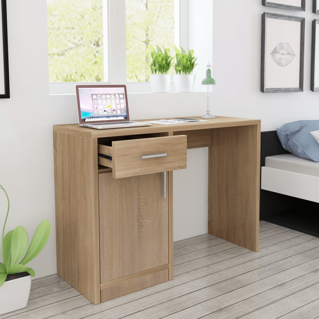 Bureau avec tiroir et placard Chêne 100x40x73 cm Bureaux vidaXL   