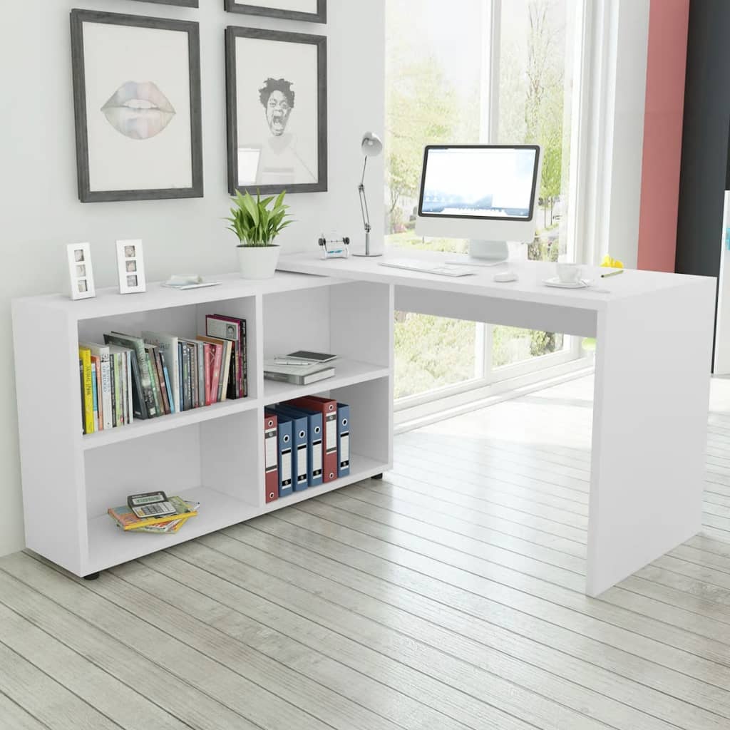 Bureau d'angle 4 étagères blanc Bureaux vidaXL   