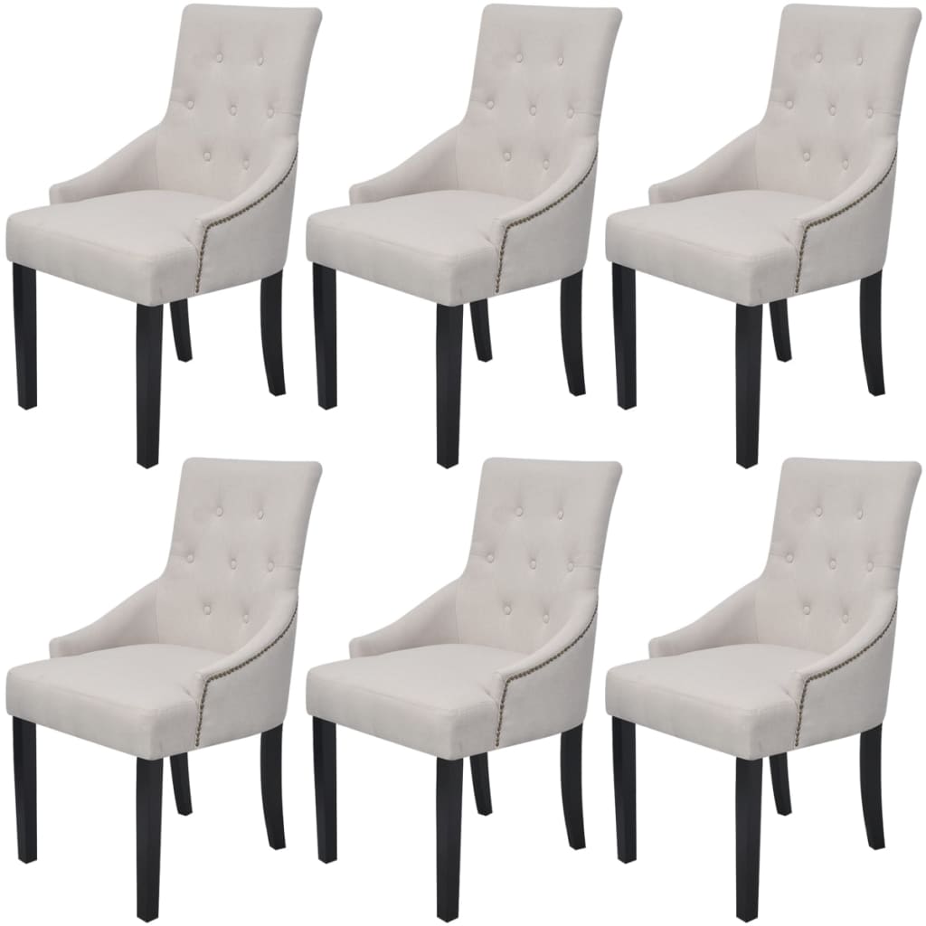 Chaises à manger lot de 6 gris crème tissu Chaises de cuisine vidaXL   