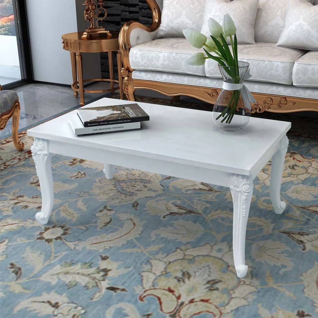 Table basse 100x60x42 cm Blanc brillant Tables basses vidaXL