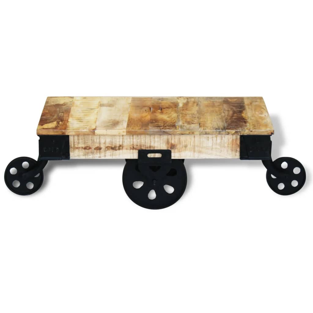 vidal XL Table basse avec roues Bois de manguier brut