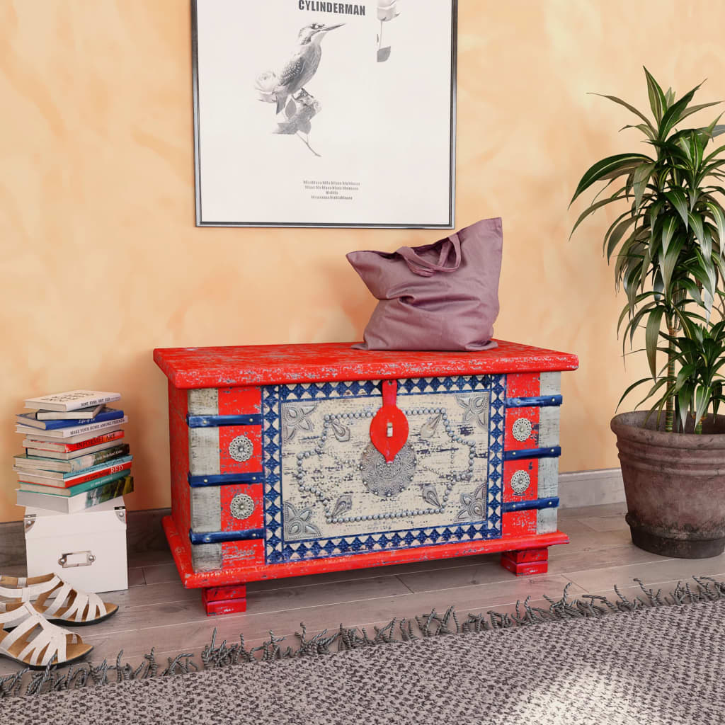 Coffre de rangement Bois de manguier rouge 80 x 40 x 45 cm Coffres de rangement vidaXL   