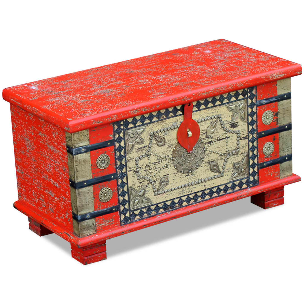 Coffre de rangement Bois de manguier rouge 80 x 40 x 45 cm Coffres de rangement vidaXL   