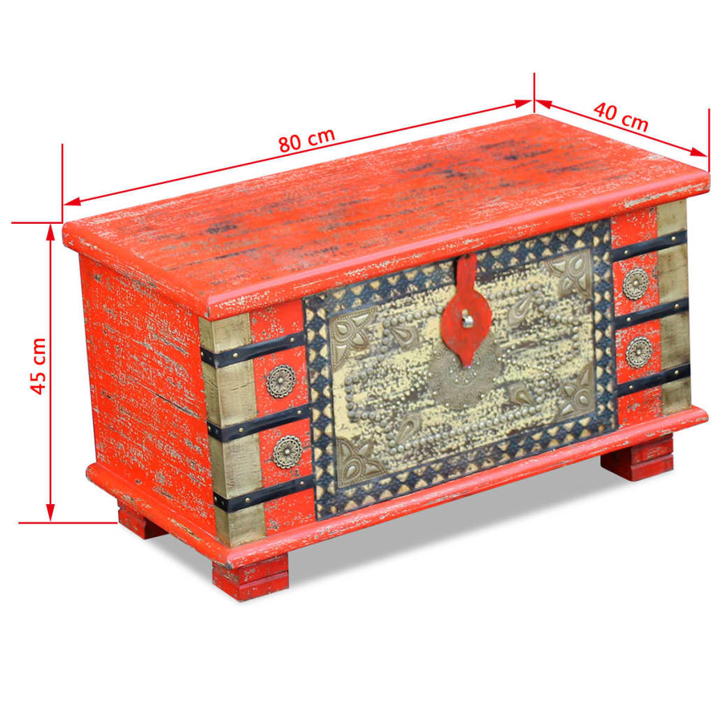 Coffre de rangement Bois de manguier rouge 80 x 40 x 45 cm Coffres de rangement vidaXL   