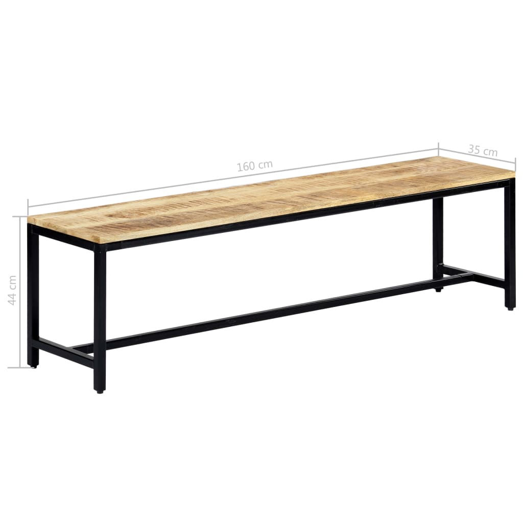 Banc à dîner 160 cm Bois de manguier massif brut Bancs de cuisine & salle à manger vidaXL   