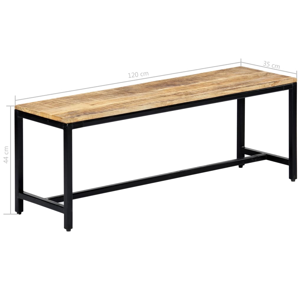 Banc à dîner 120 cm Bois de manguier massif brut Bancs de cuisine & salle à manger vidaXL   