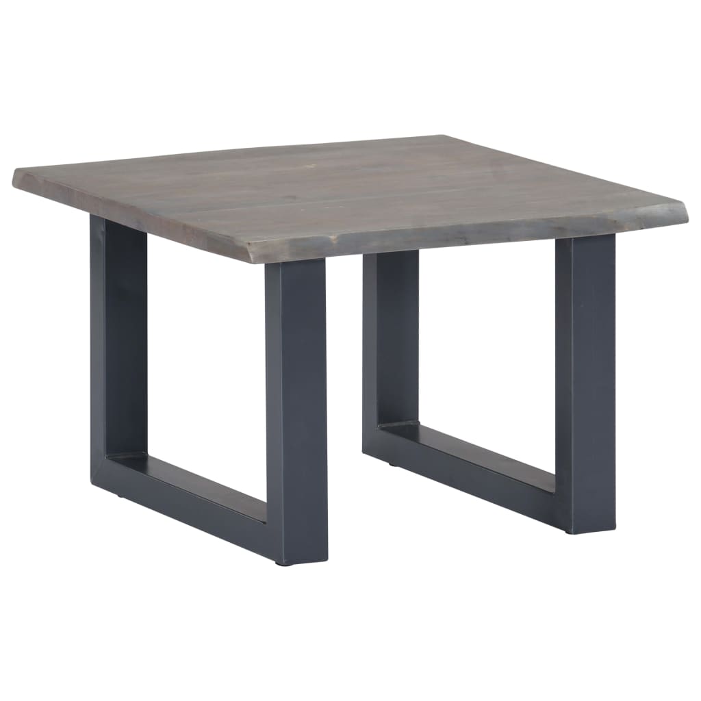 Table basse avec bord naturel Gris 60x60x40 cm Bois d'acacia Tables basses vidaXL   