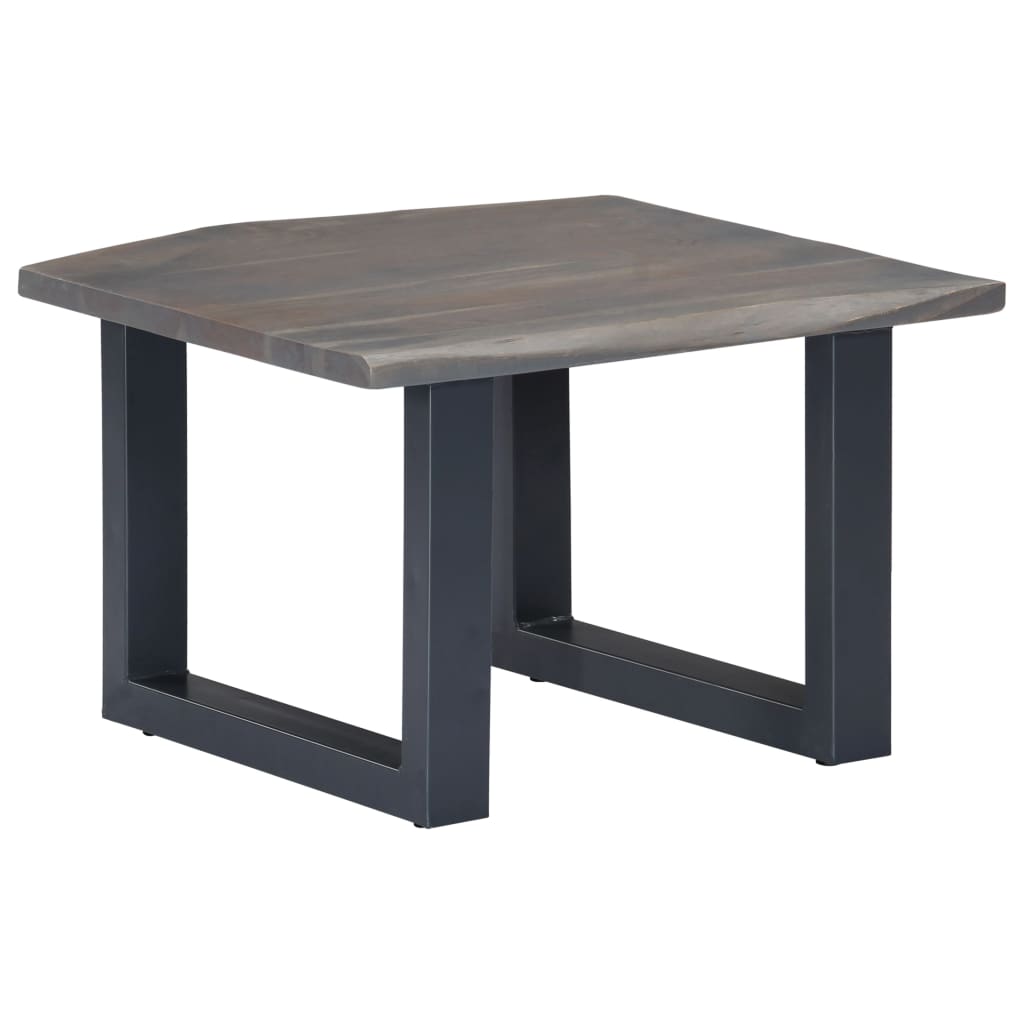 Table basse avec bord naturel Gris 60x60x40 cm Bois d'acacia Tables basses vidaXL   