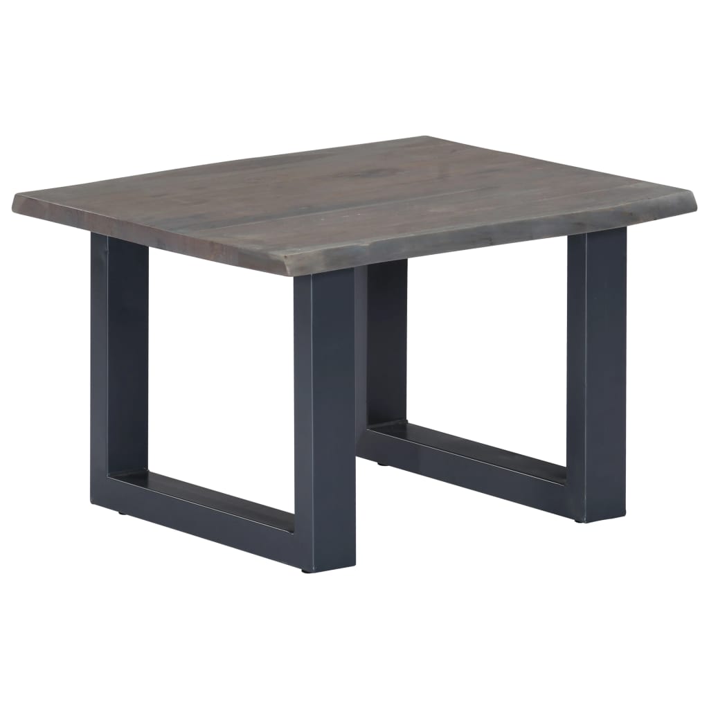 Table basse avec bord naturel Gris 60x60x40 cm Bois d'acacia Tables basses vidaXL   