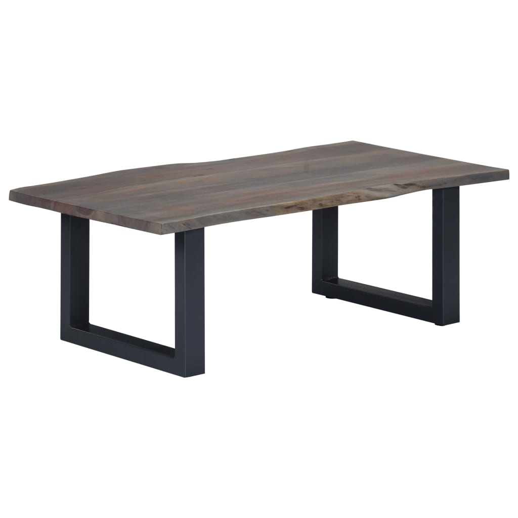 Table basse avec bord naturel Gris 115x60x40 cm Bois d'acacia Tables basses vidaXL   