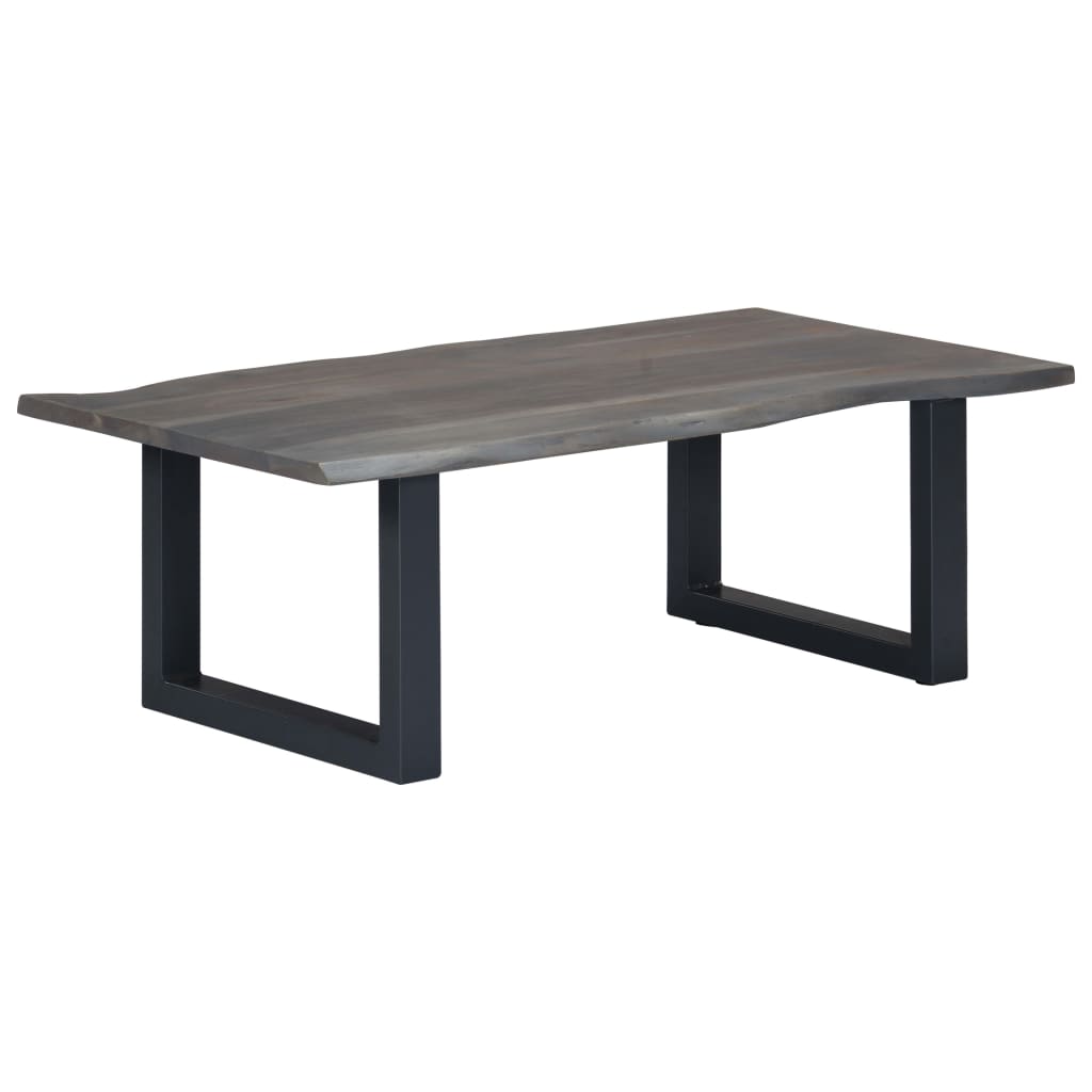 Table basse avec bord naturel Gris 115x60x40 cm Bois d'acacia Tables basses vidaXL   