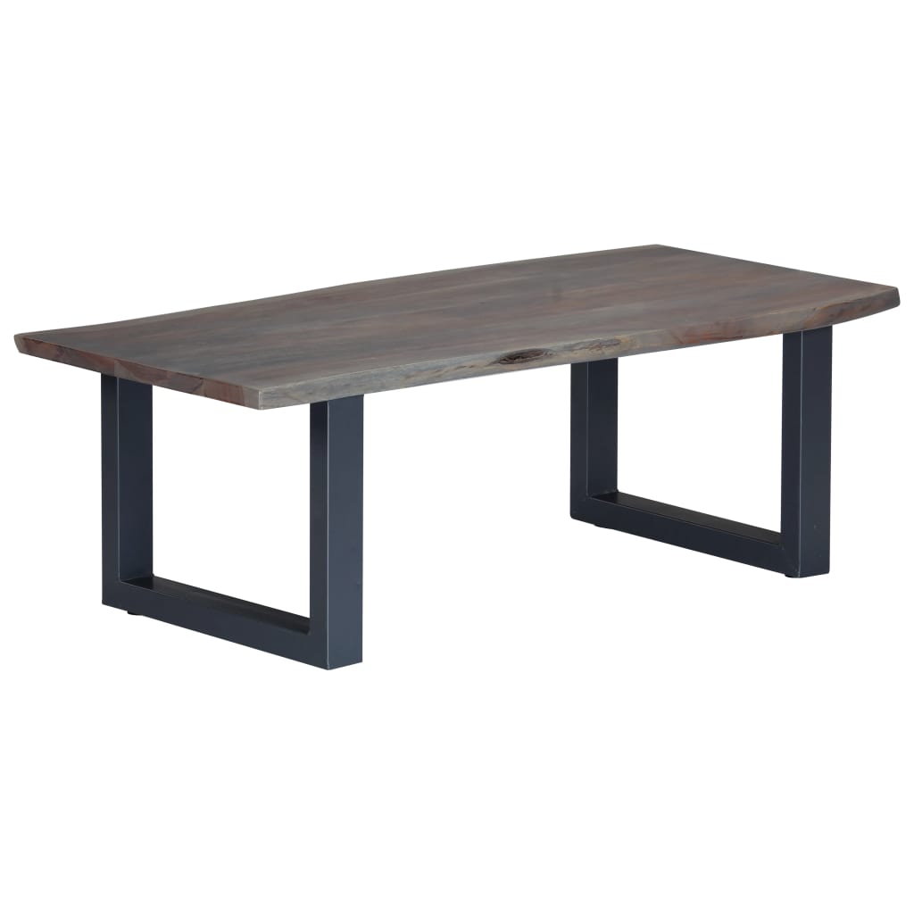 Table basse avec bord naturel Gris 115x60x40 cm Bois d'acacia Tables basses vidaXL   