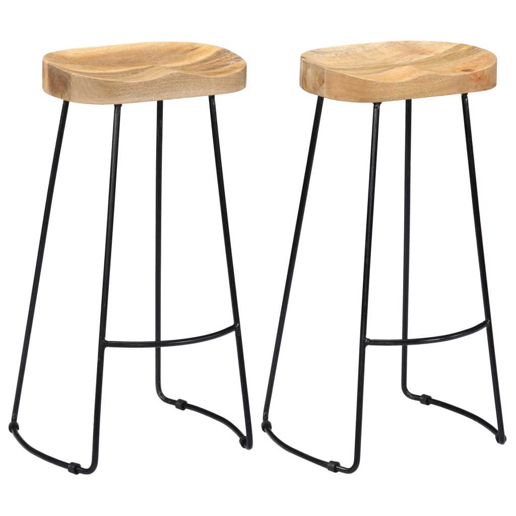 Tabourets de bar Gavin lot de 2 bois de manguier massif Tabourets de bar vidaXL   