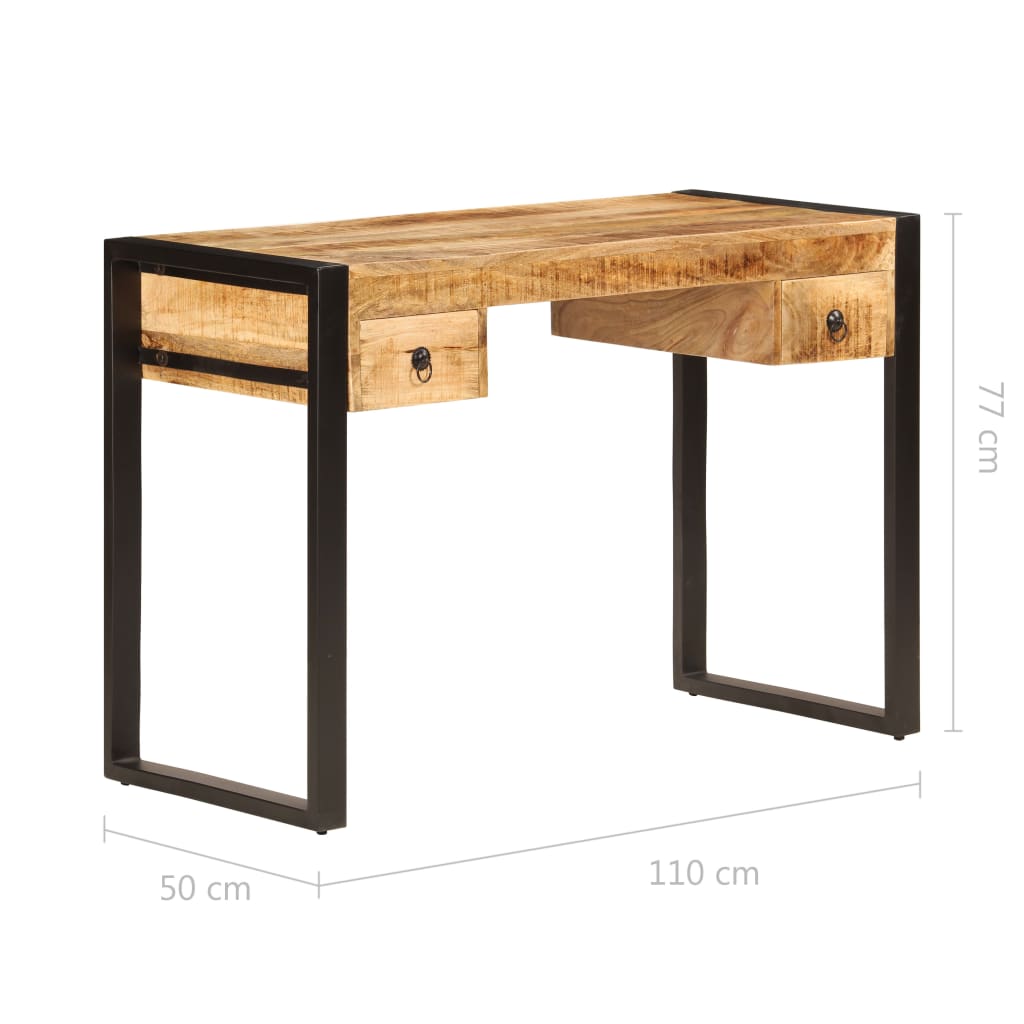 Bureau avec 2 tiroirs 110x50x77 cm Bois solide de manguier Bureaux vidaXL   