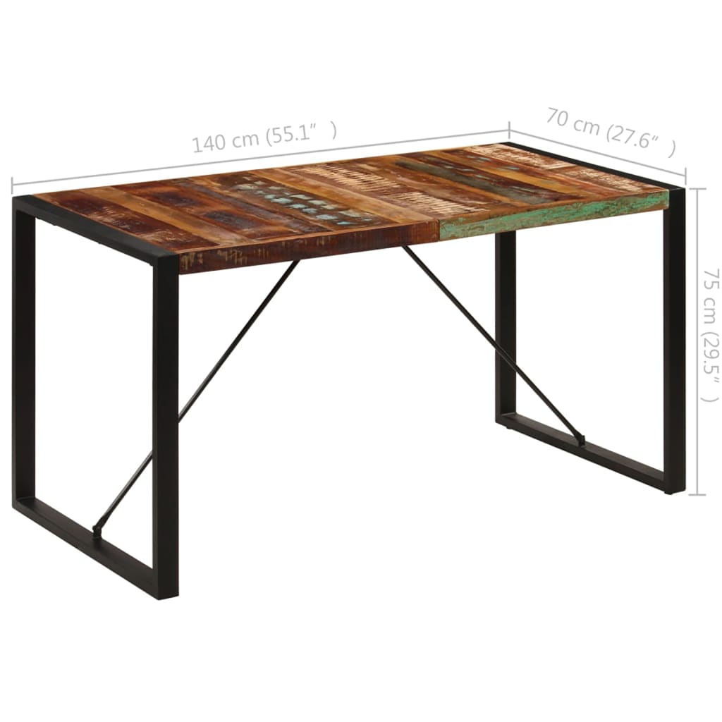 Table à manger 140x70x75 cm Bois de récupération massif Tables à manger vidaXL