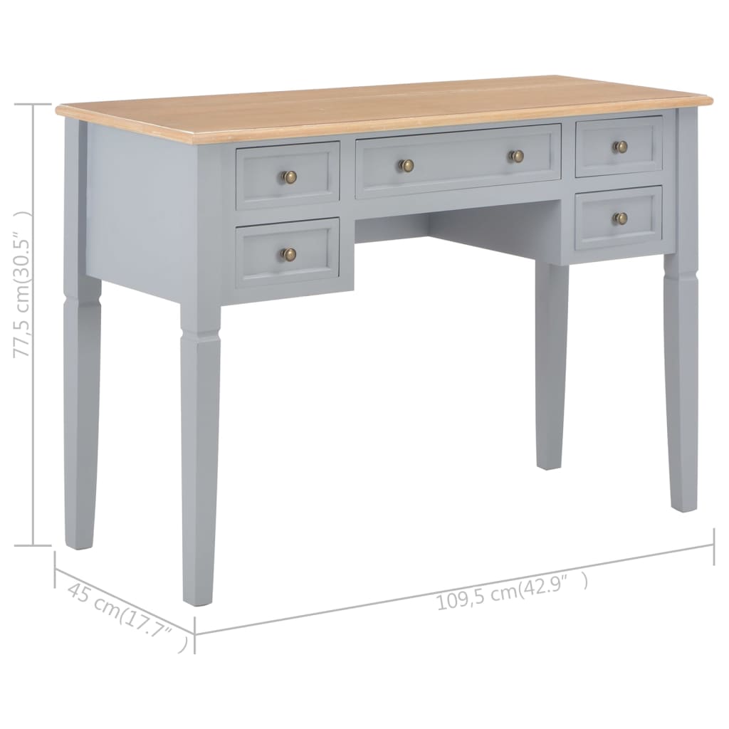 Bureau Gris 109,5 x 45 x 77,5 cm Bois Bureaux vidaXL   